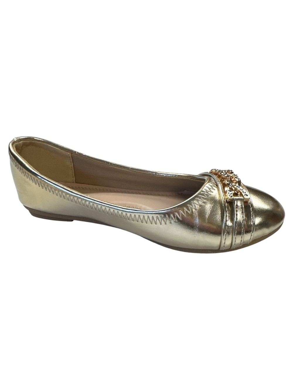 Link Comfort Mika-79K Gold Embellished Girls Ballet Style Flat S3 NWOT